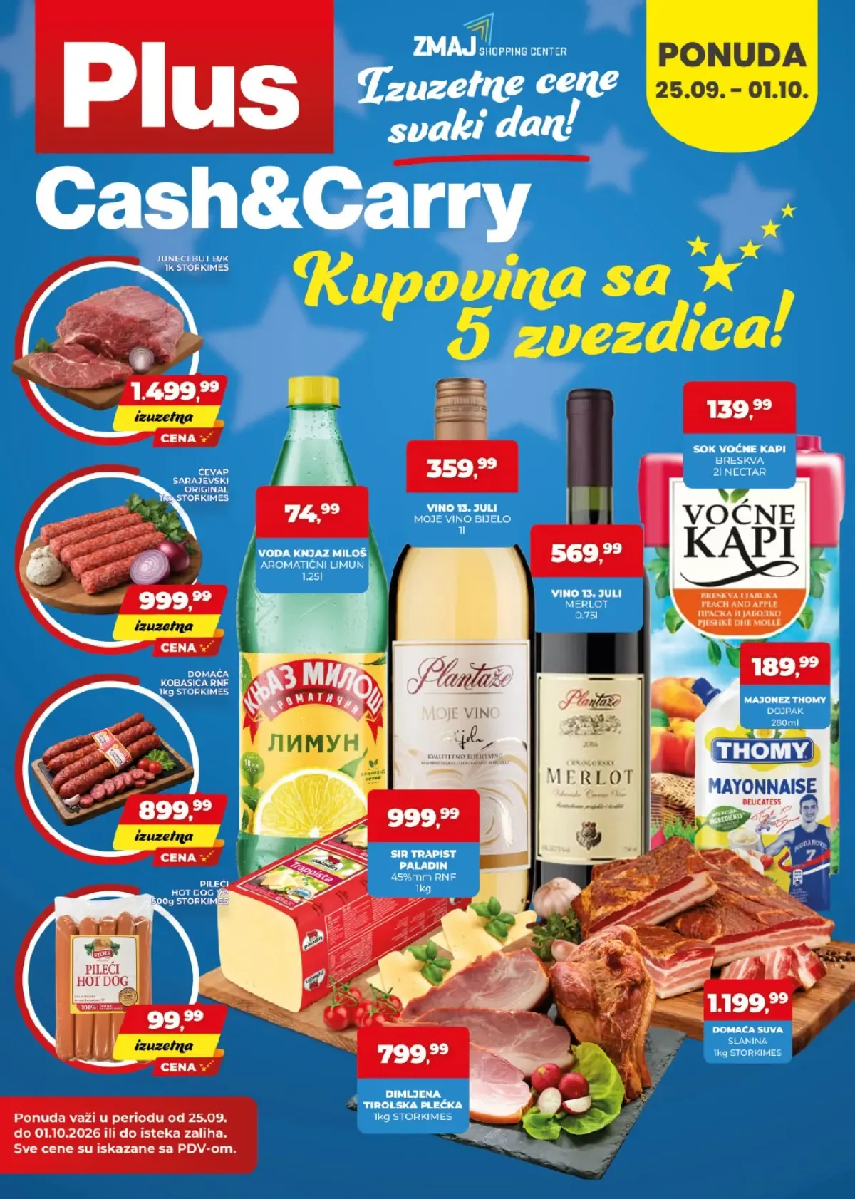Plus Cash&Carry akcija od 25.09. do 01.10.2026. – meso, suhomesnati proizvodi, piće, sir i namirnice po akcijskim cenama