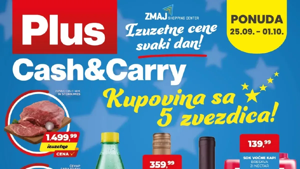 Plus Cash&Carry akcija od 25.09. do 01.10.2026. – meso, suhomesnati proizvodi, piće, namirnice i kućna hemija po akcijskim cenama
