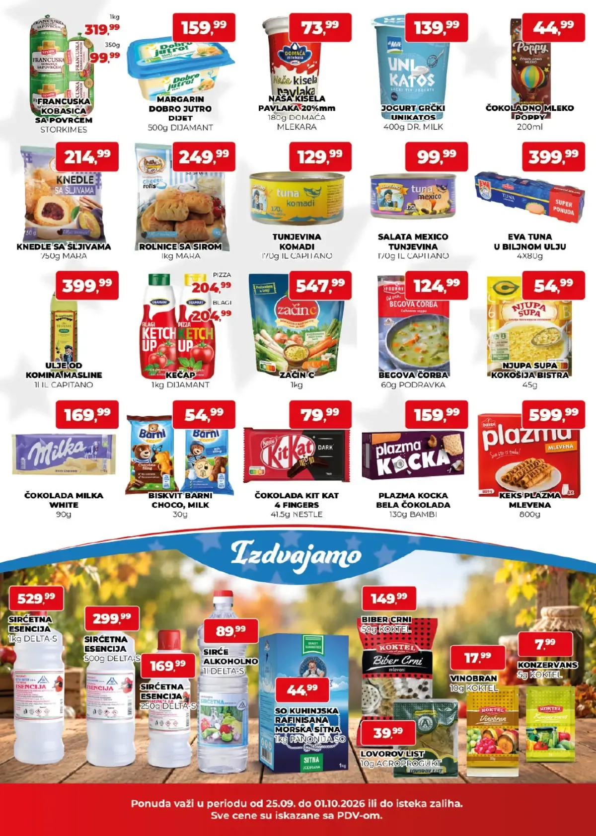 Plus Cash&Carry akcija do 01.10.2026. – mlečni proizvodi, tunjevina, ulje, slatkiši i proizvodi za zimnicu