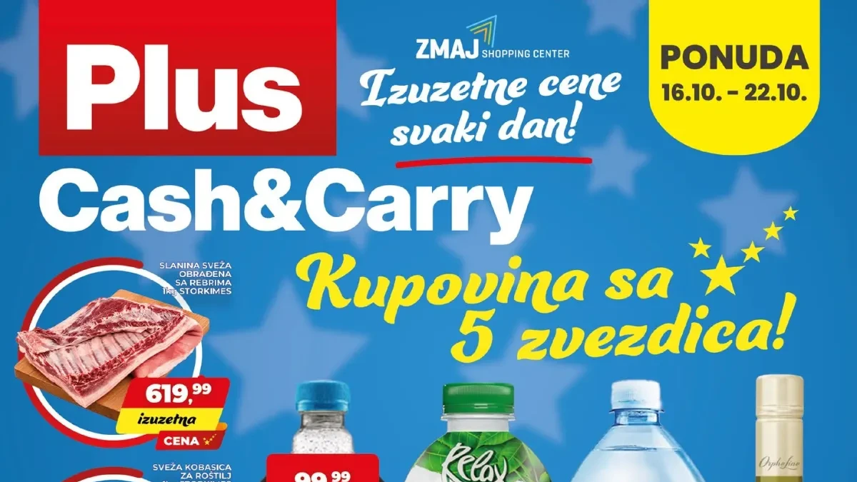 Plus Cash&Carry katalog 16–22.10.2026. – sveže meso, suhomesnati proizvodi, sokovi, kafa, slatkiši i kućna hemija po akcijskim cenama