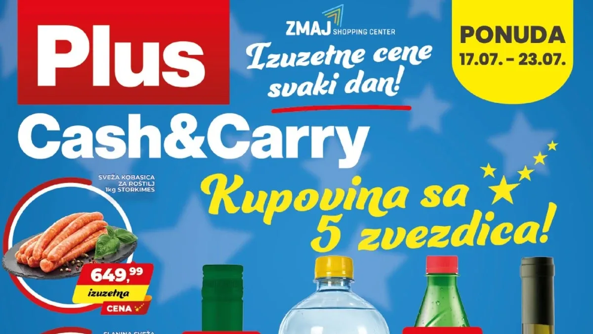 Plus Cash&Carry akcija od 17. do 23.07.2026. – novi nedeljni popusti do 50% na prehranu, piće, kućnu hemiju i proizvode za domaćinstvo