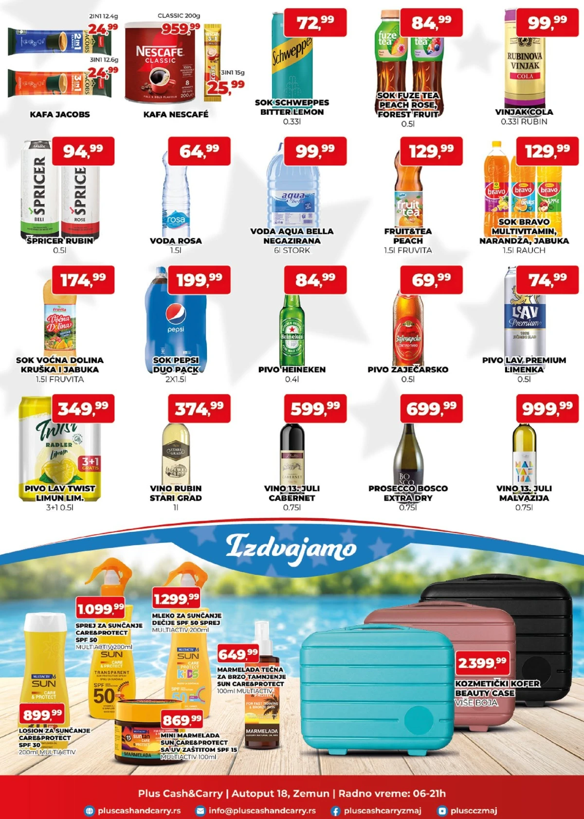 Plus Cash&Carry akcija 17. do 23.07.2026. – kafa, sokovi, voda, pivo, vino, kozmetika i letnji proizvodi po akcijskim cenama