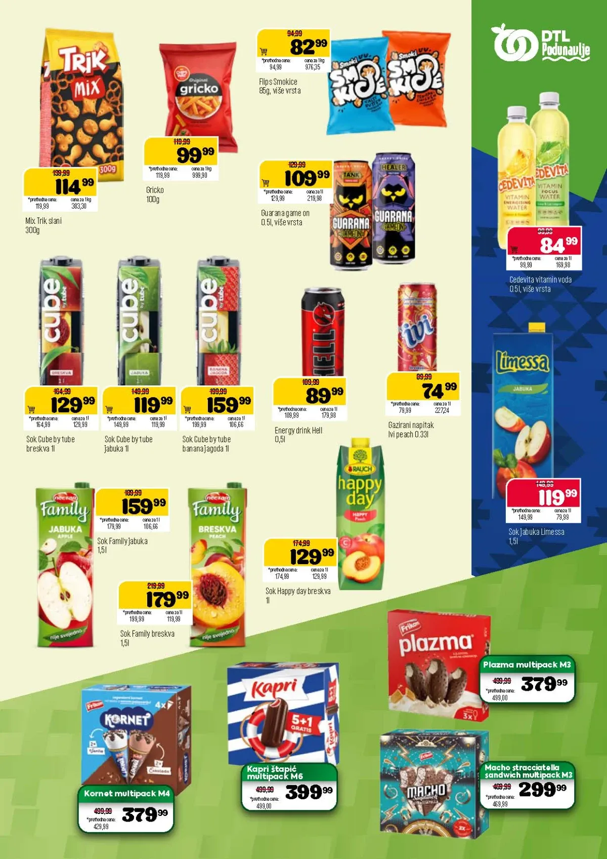 DTL Podunavlje katalog do 24.08.2026. – sokovi, energetska pića i Frikom sladoledi
