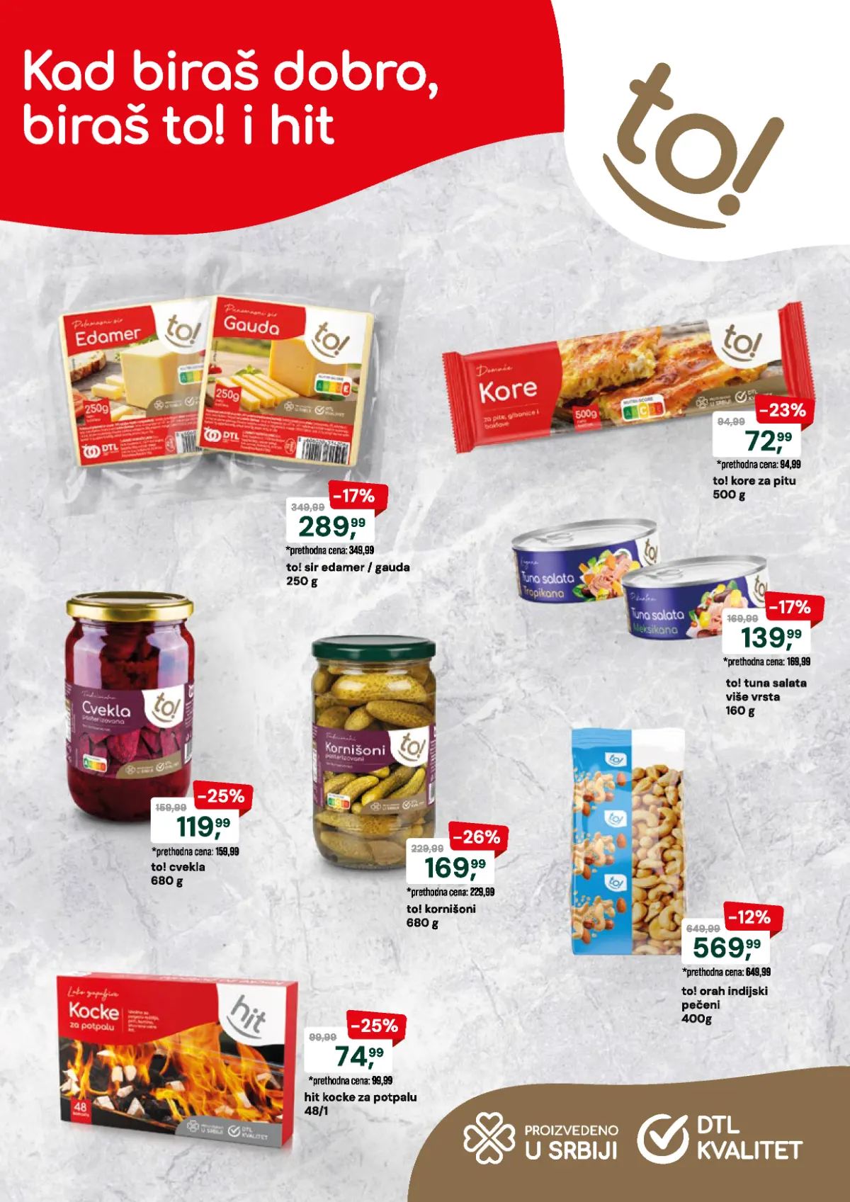 DTL Podunavlje katalog, stranica 2 – to! sirevi, kore za pitu, tuna salata, cvekla, kornišoni i indijski orah
