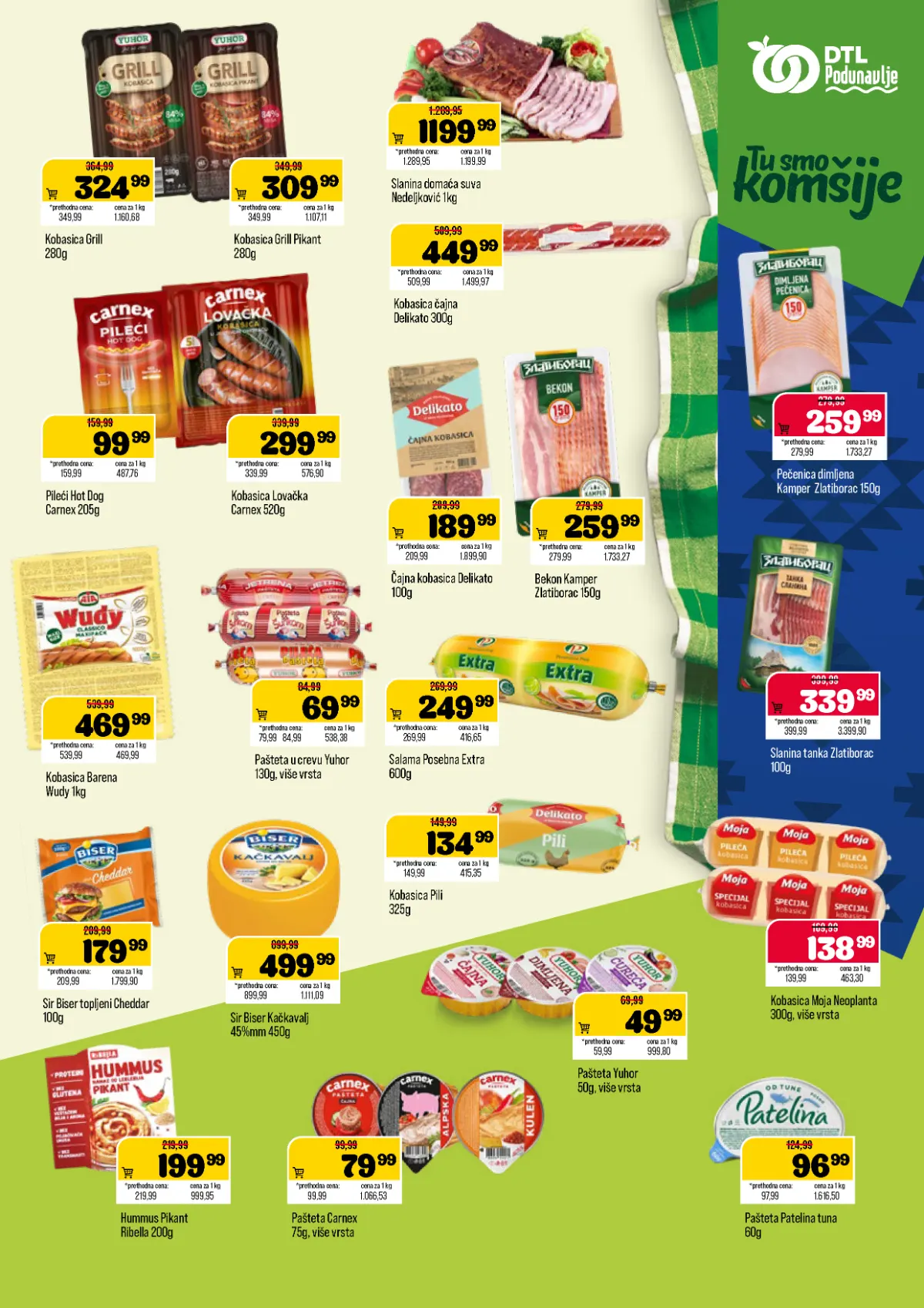 DTL Podunavlje katalog, stranica 5 – kobasice, slanina, pečenica, paštete, sirevi i humus