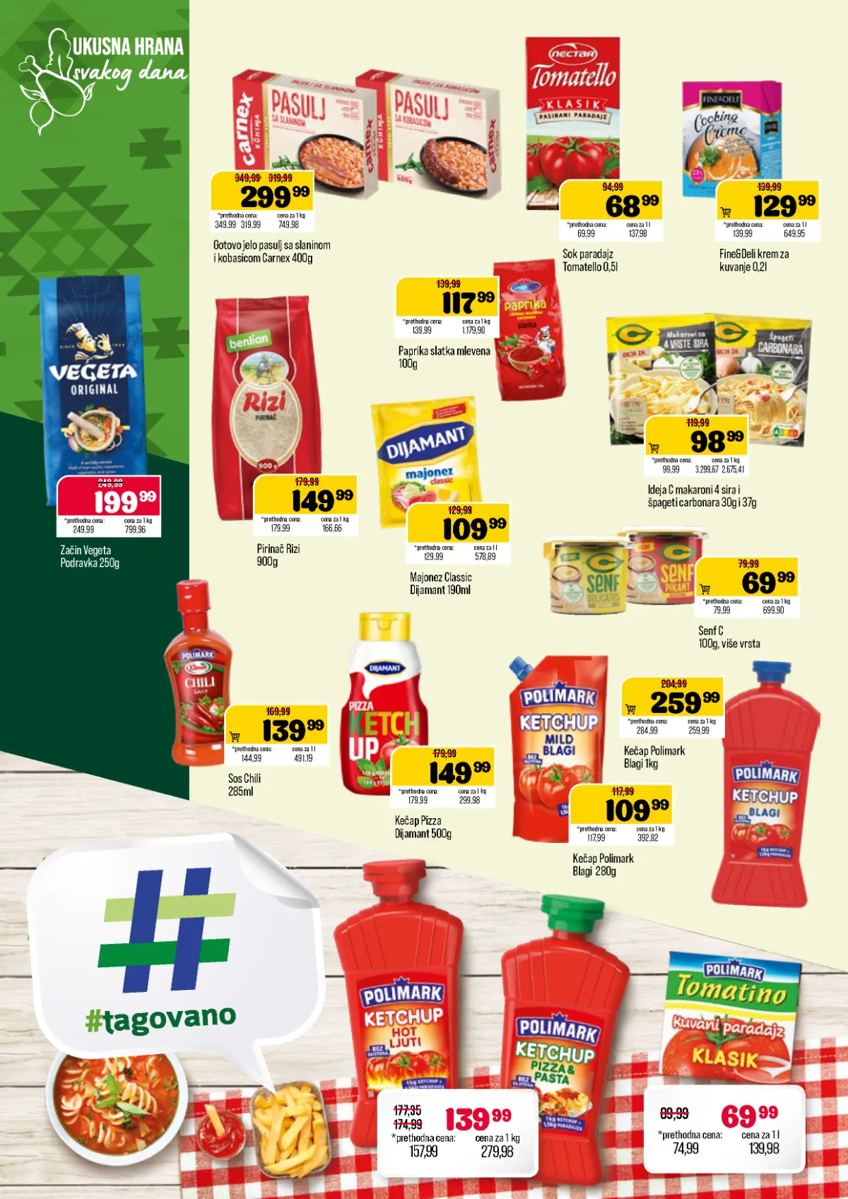 DTL Podunavlje katalog, stranica 6 – gotov pasulj, pirinač, Vegeta, pasirani paradajz, majonez, senf i kečap