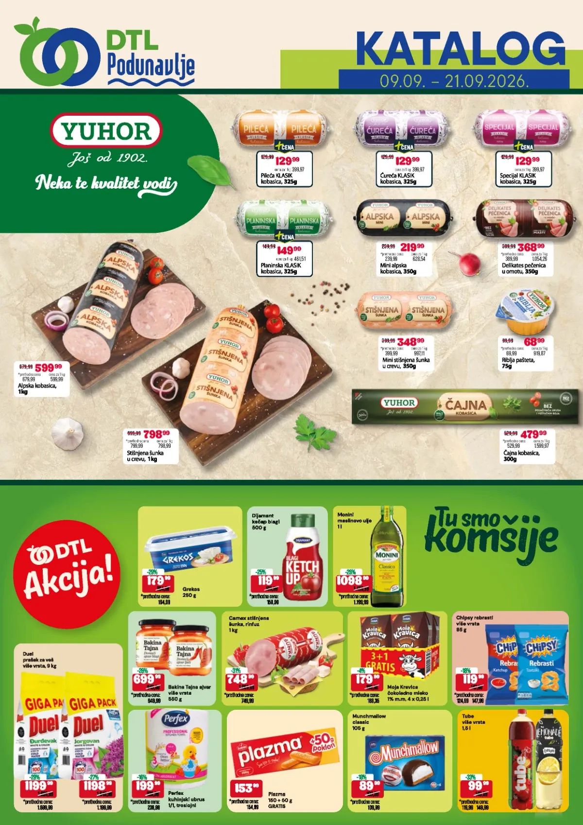 DTL Podunavlje katalog od 09.09. do 21.09.2026. – prehrana, piće, kućna hemija i proizvodi za domaćinstvo