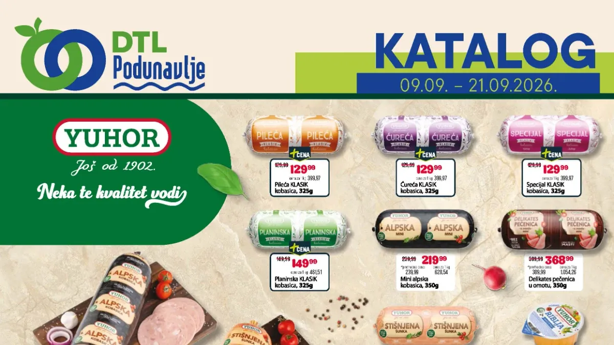 DTL Podunavlje katalog od 09.09. do 21.09.2026. – prehrana, piće i proizvodi za domaćinstvo na akciji