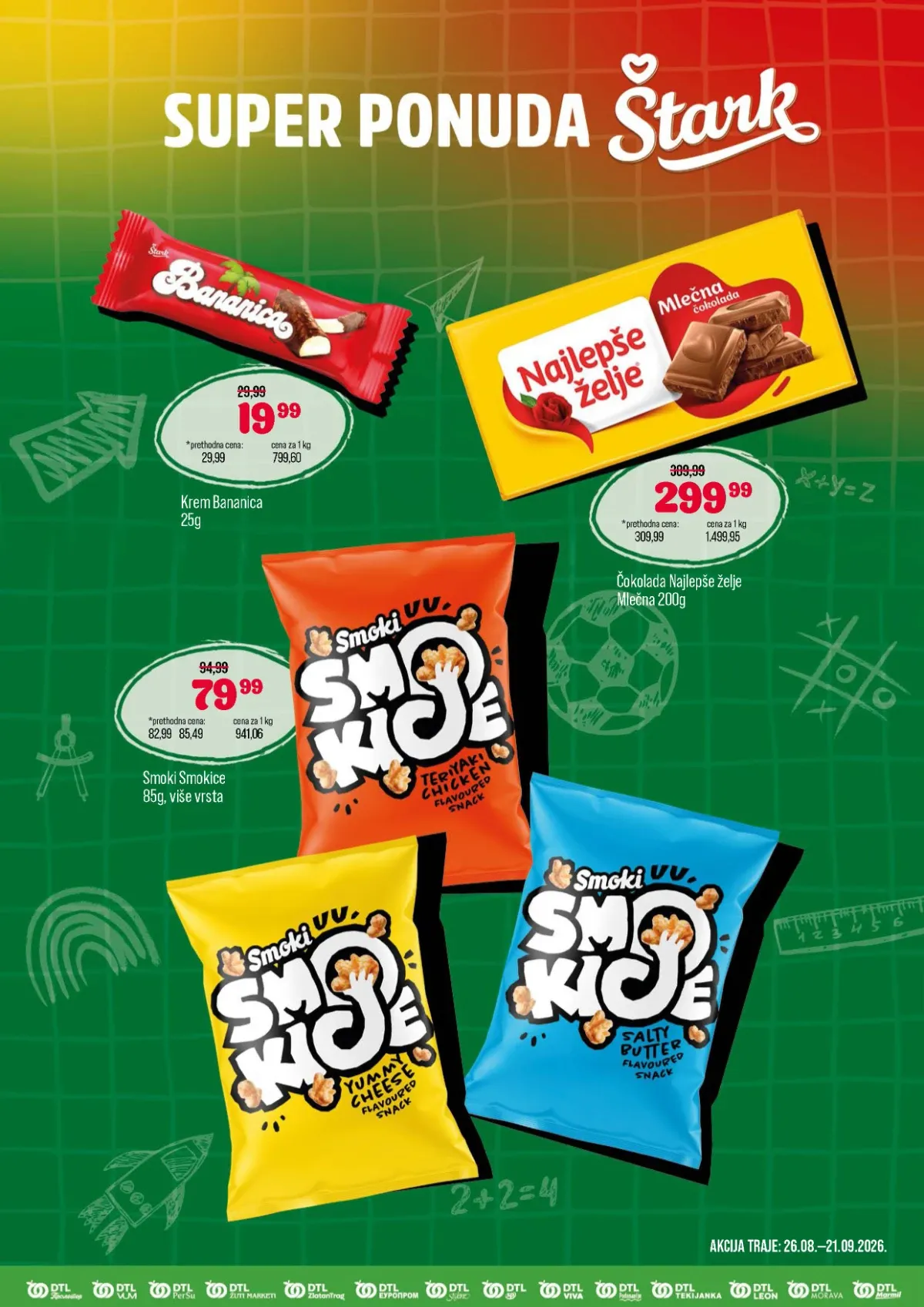 DTL Podunavlje katalog – Najlepše želje čokolada, Smoki i Krem Bananica na akciji