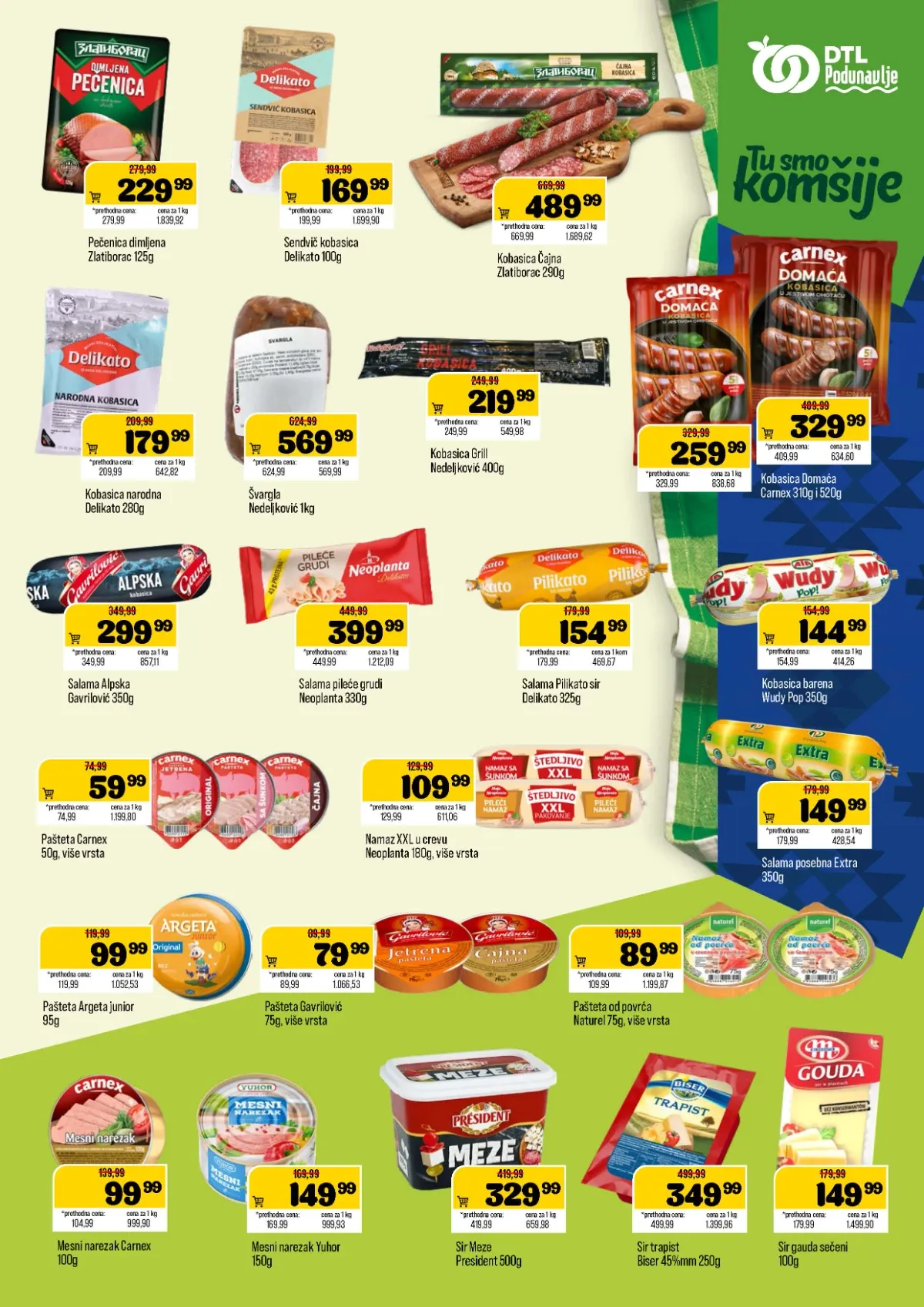 DTL Podunavlje katalog – kobasice, salame, paštete i sirevi na akciji
