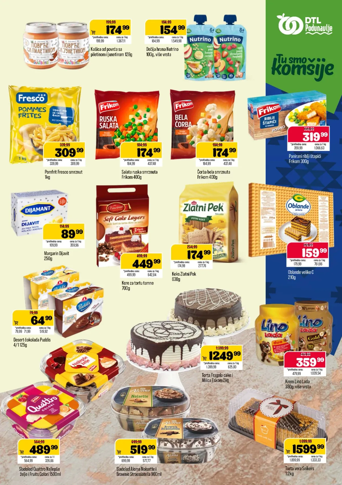 DTL Podunavlje katalog – zamrznuta hrana, torte, sladoled i krem na akciji
