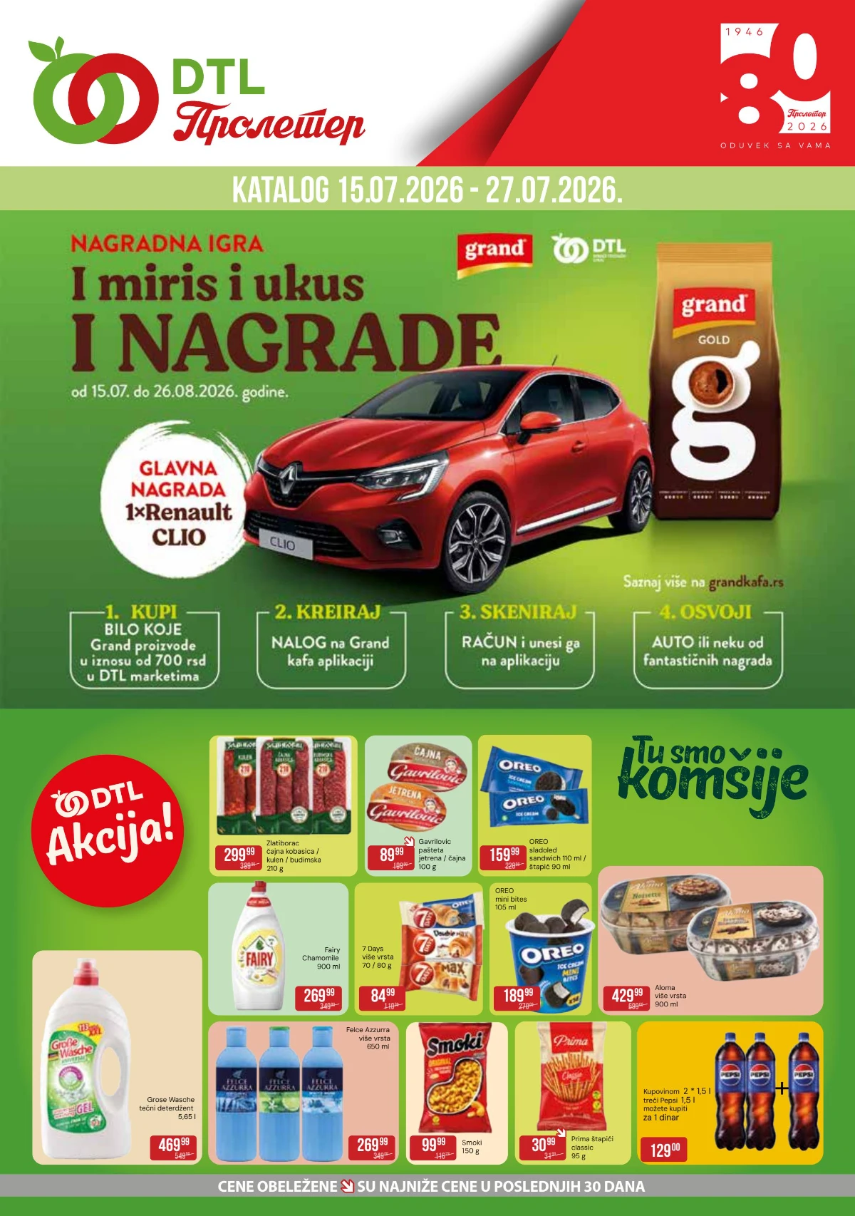 DTL Proleter katalog od 15. do 27.07.2026. – akcijske cene, popusti do 50% i Grand nagradna igra za Renault Clio