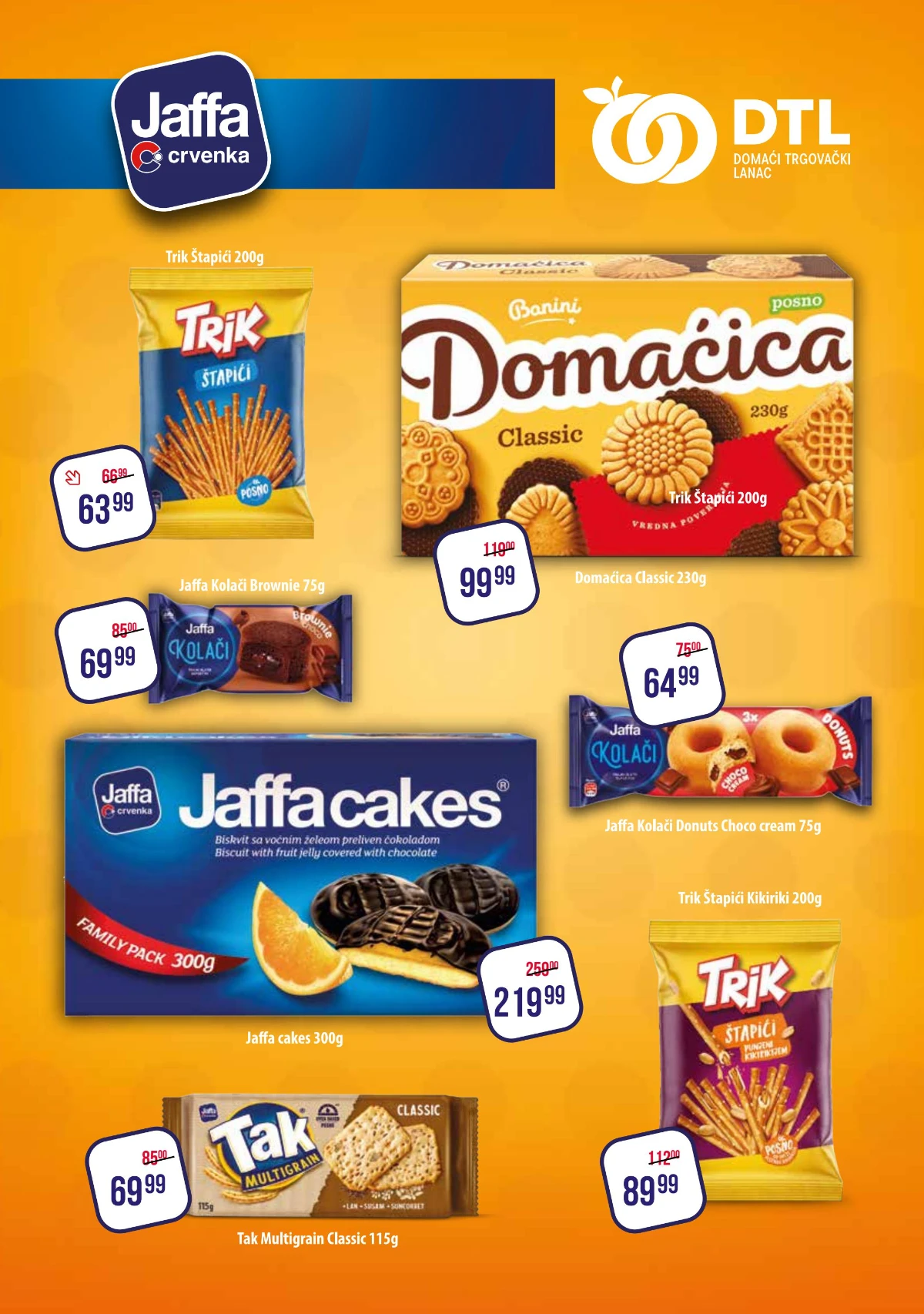DTL Proleter katalog strana 3 – Jaffa cakes, Domaćica keks, Trik štapići i Tak krekeri po sniženim cenama