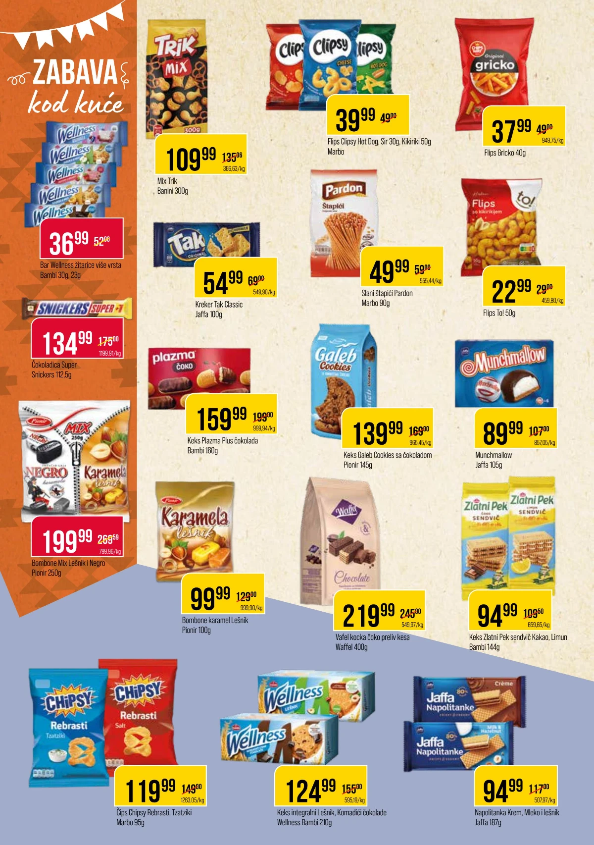 DTL Proleter katalog strana 8 – čips, flips, krekeri, napolitanke, keks, bombone i slatkiši po akcijskim cenama