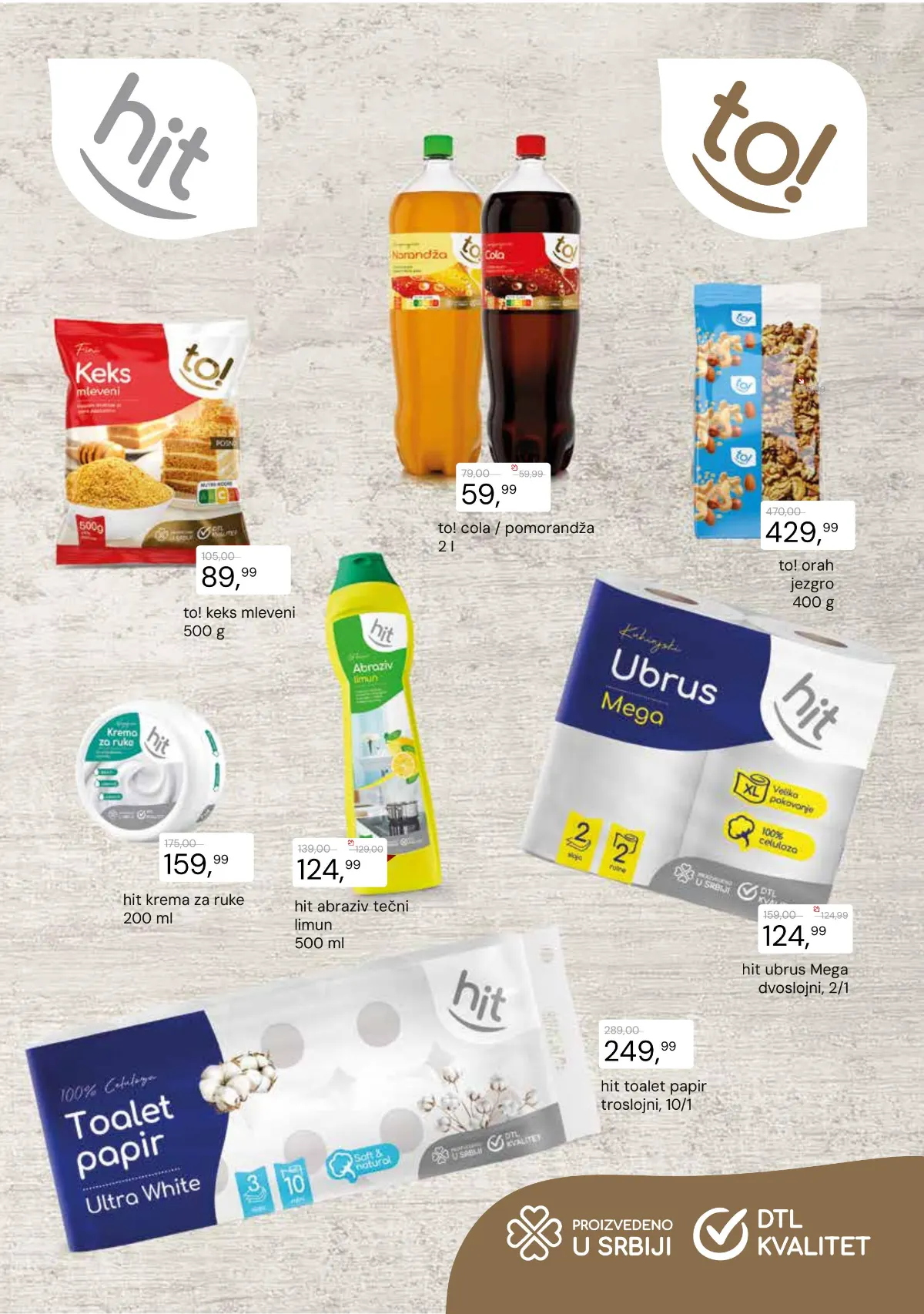DTL Proleter katalog strana 2 – To! napici, mleveni keks, orasi, ubrusi i toalet papir na akciji
