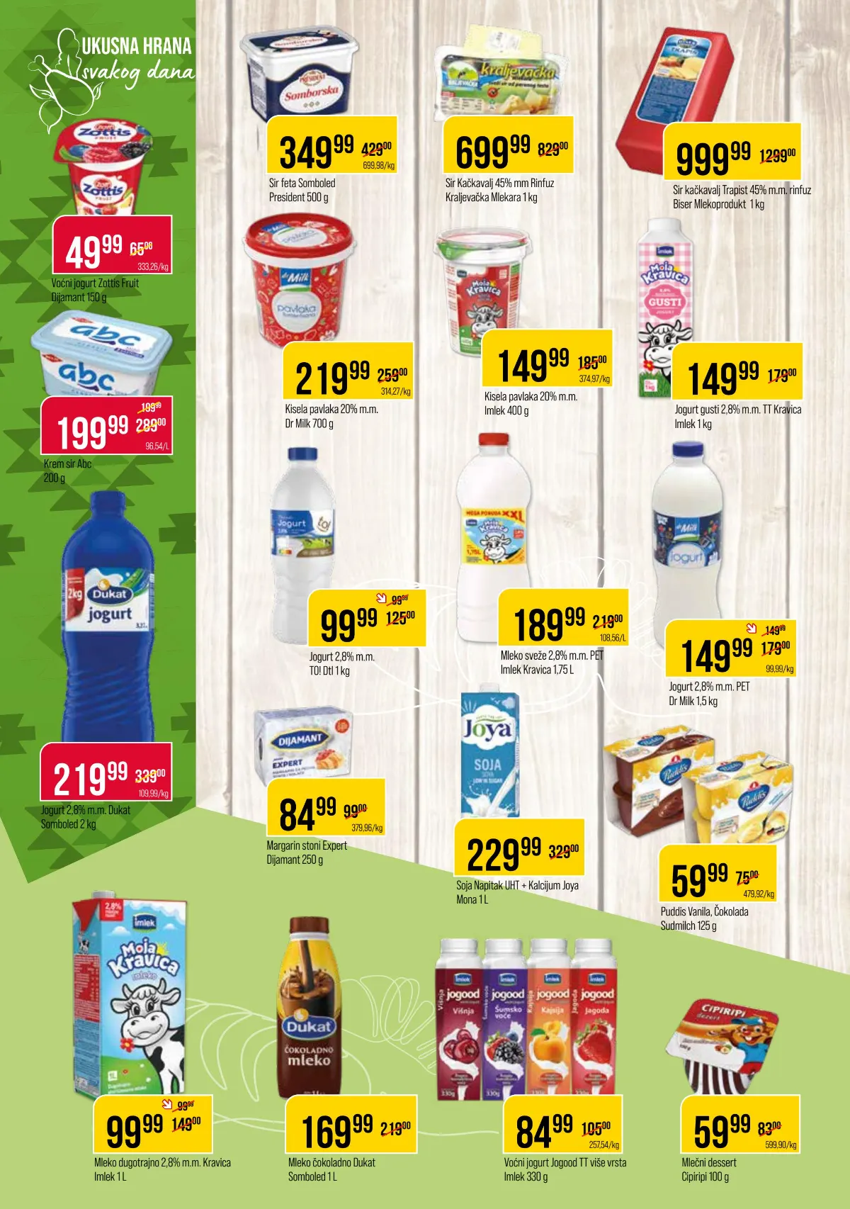 DTL Proleter katalog strana 4 – Dukat jogurt, Zottis, Moja Kravica, sirevi i mlečni proizvodi na akciji