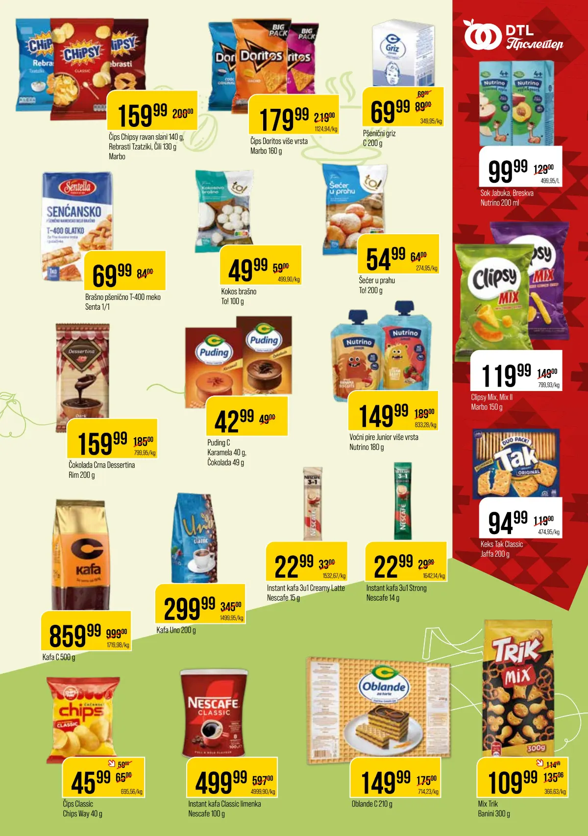 DTL Proleter katalog strana 7 – Chipsy, Doritos, Nescafe, čips i proizvodi za pripremu kolača po akcijskim cenama