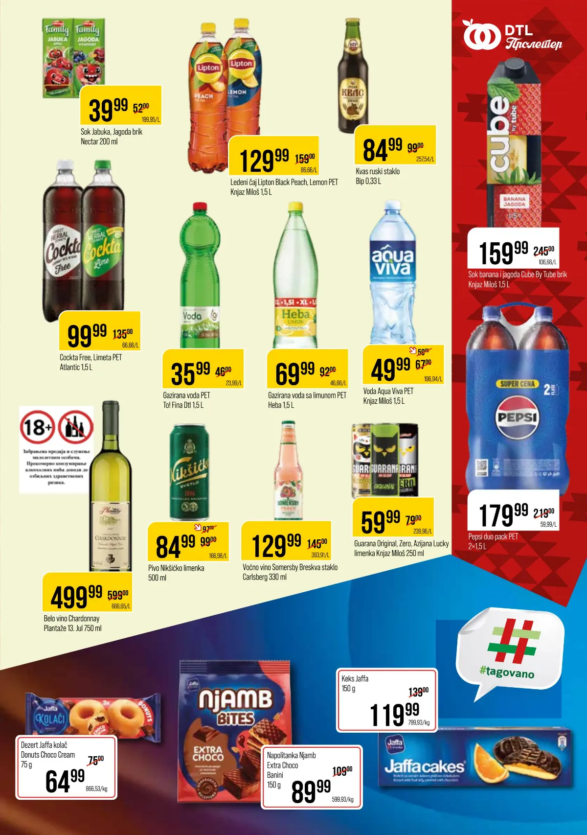 DTL Proleter katalog strana 9 – To! gazirana voda, Aqua Viva, Pepsi, Lipton, Cockta i Guarana po sniženim cenama
