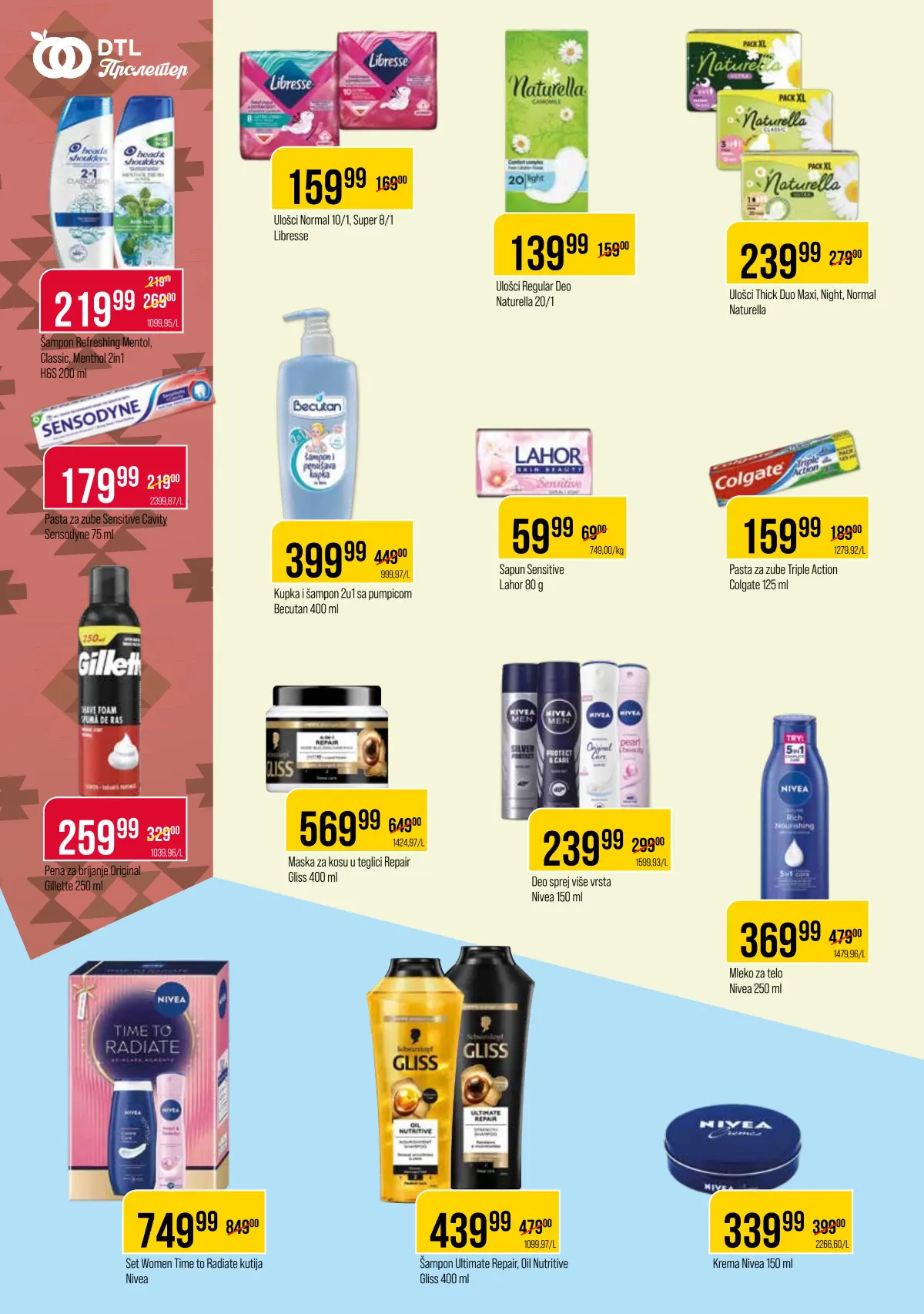 DTL Proleter katalog strana 10 – Nivea, Colgate, Lahor, Gliss, Libresse i proizvodi za ličnu higijenu