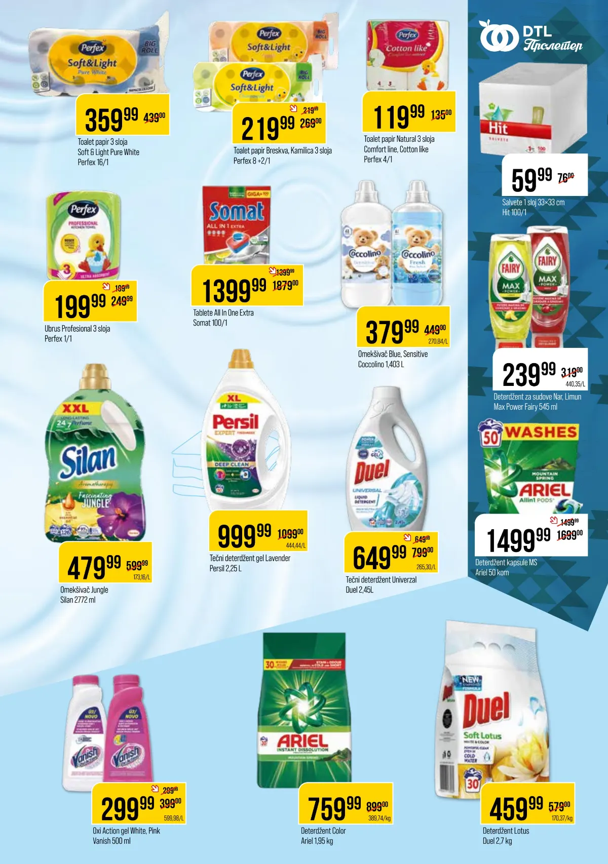 DTL Proleter katalog strana 11 – Ariel, Persil, Fairy, Somat, Perfex i omekšivači na akciji