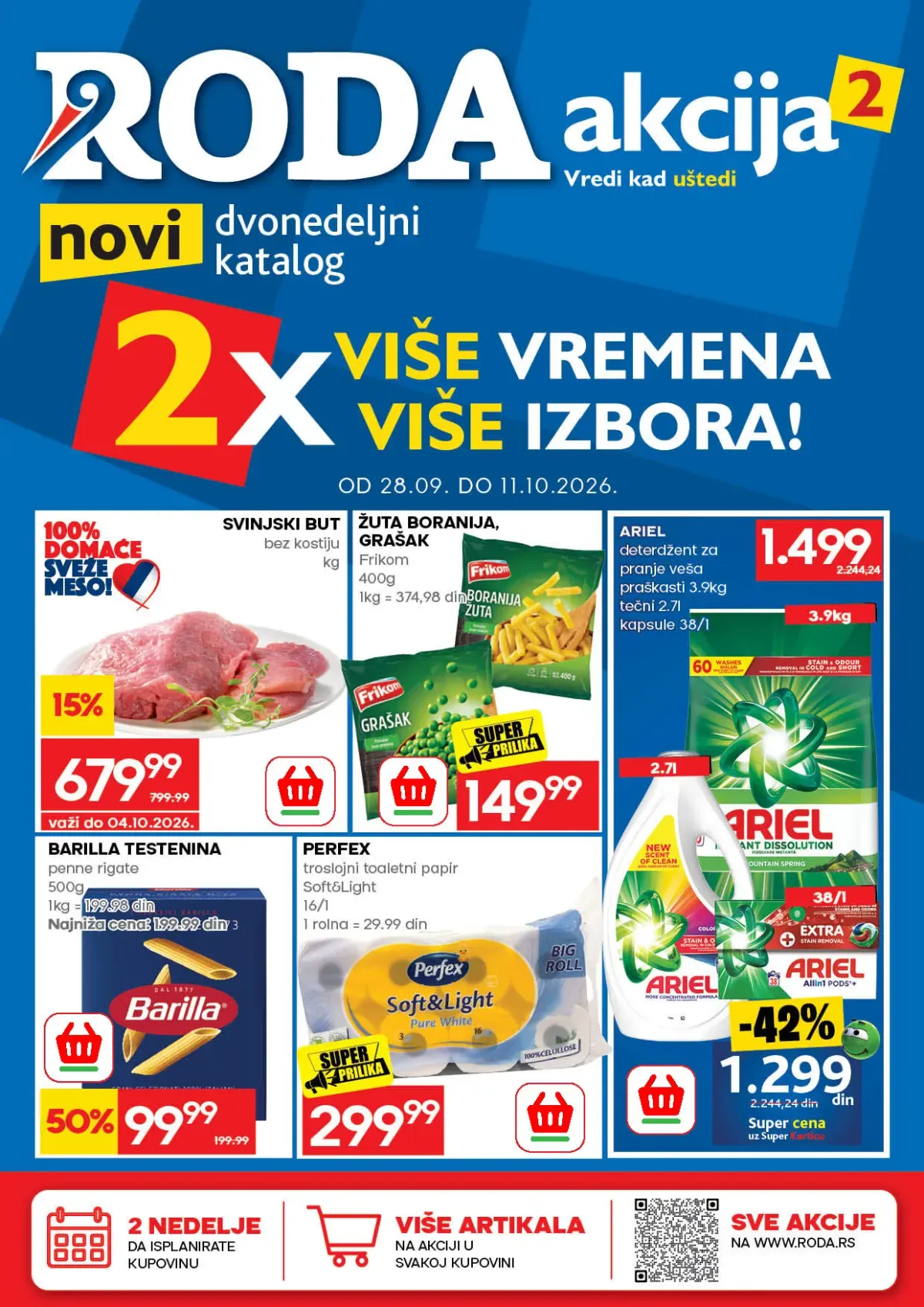 RODA novi dvonedeljni katalog od 28.09. do 11.10.2026. – akcije na hranu, piće, kućnu hemiju i proizvode za domaćinstvo