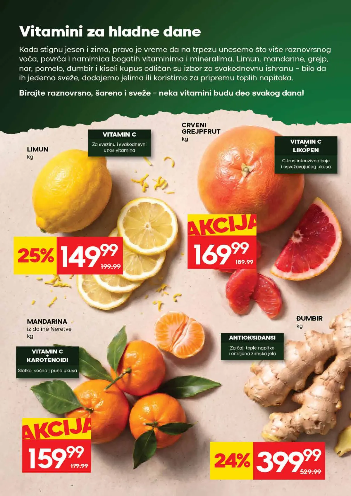 RODA katalog – strana 4: Limun, 1 kg; Mandarine iz doline Neretve, 1 kg