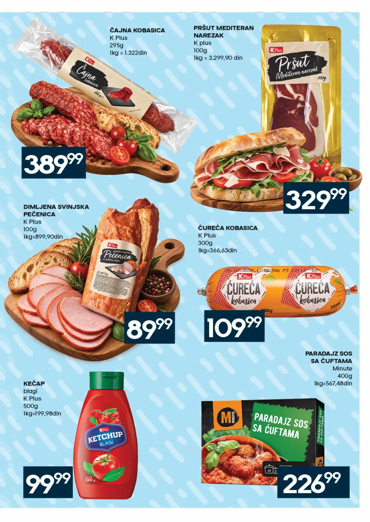 RODA katalog – strana 9: K Plus ćureća kobasica, 300 g; K Plus blagi kečap, 500 g