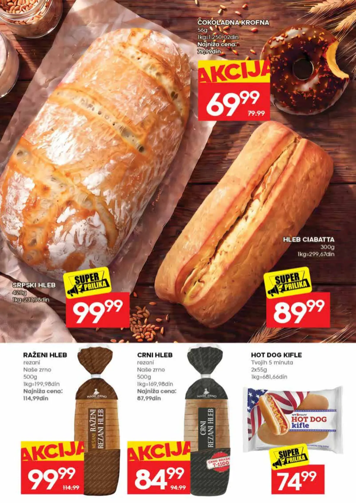RODA katalog – strana 20: Srpski hleb, 420 g; Hleb ciabatta, 300 g