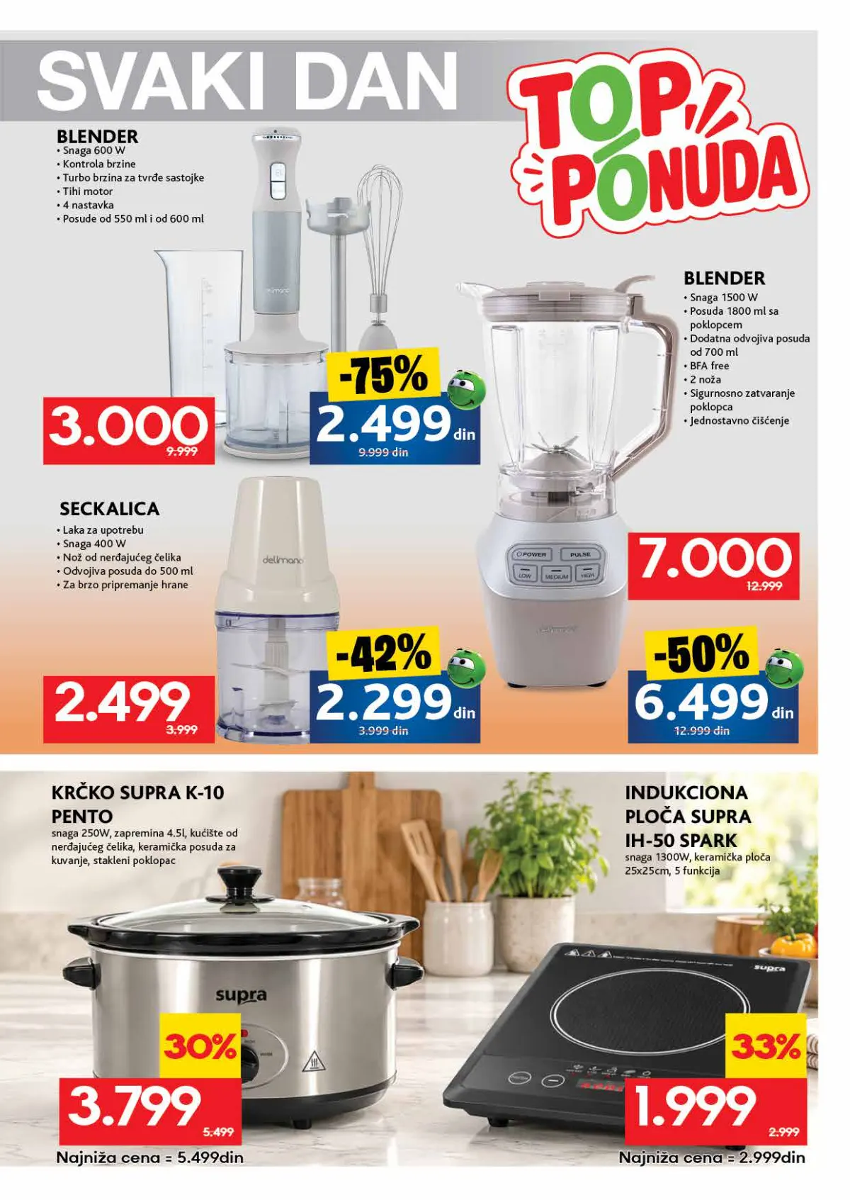 RODA katalog – strana 39: Supra K-10 Pento krčko, 4,5 l; Supra IH-50 Spark indukciona ploča