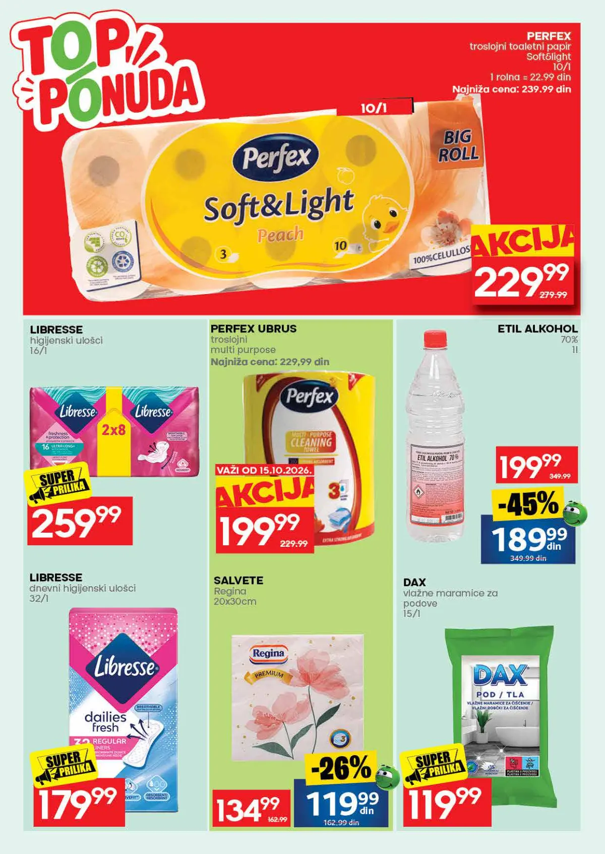 RODA katalog – strana 54: Perfex Soft&Light troslojni toaletni papir, 10 rolni; Perfex troslojni ubrus Multi Purpose