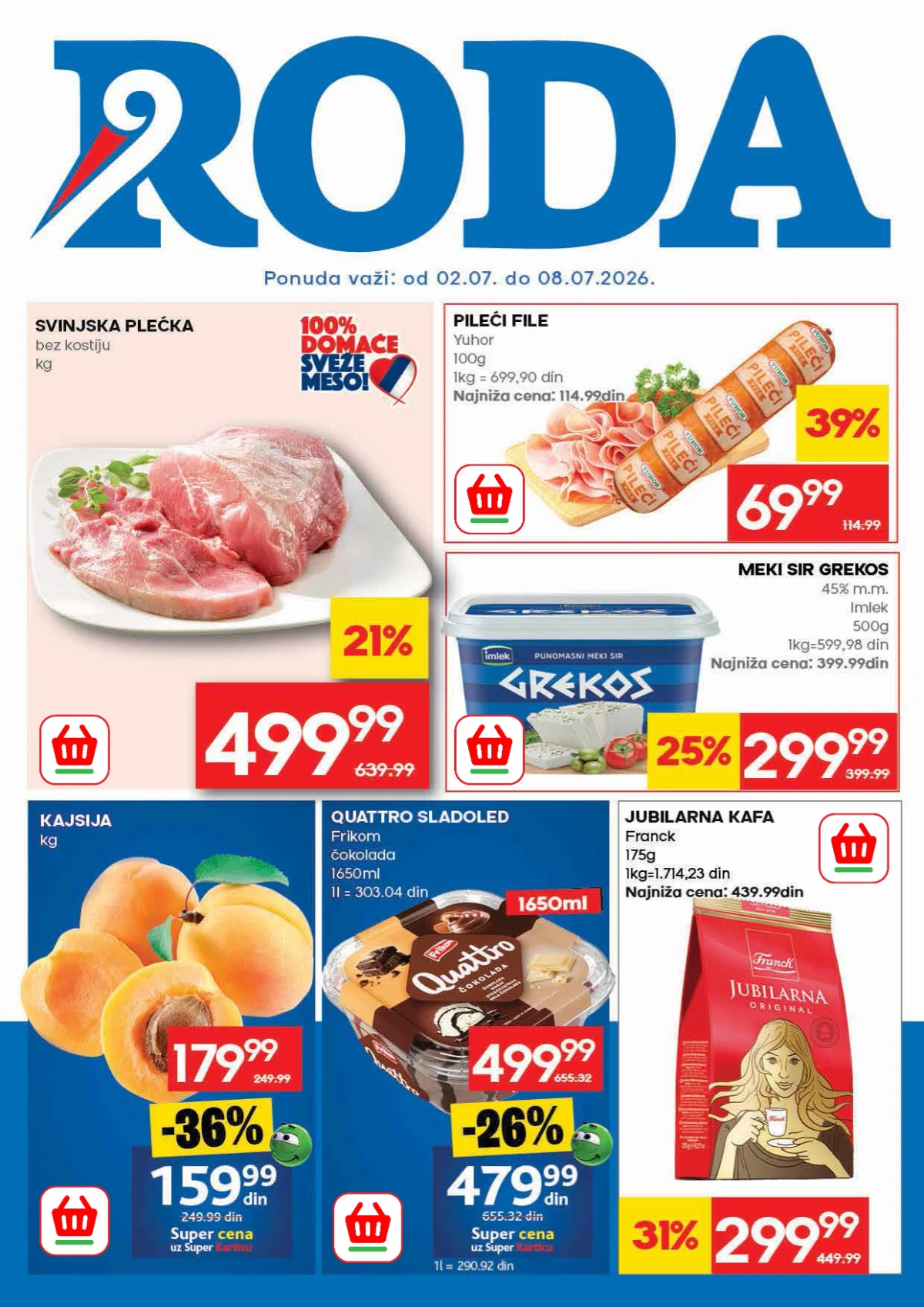 Roda katalog do 44% popusta – nove nedeljne akcije na prehranu, voće, povrće i svakodnevne proizvode