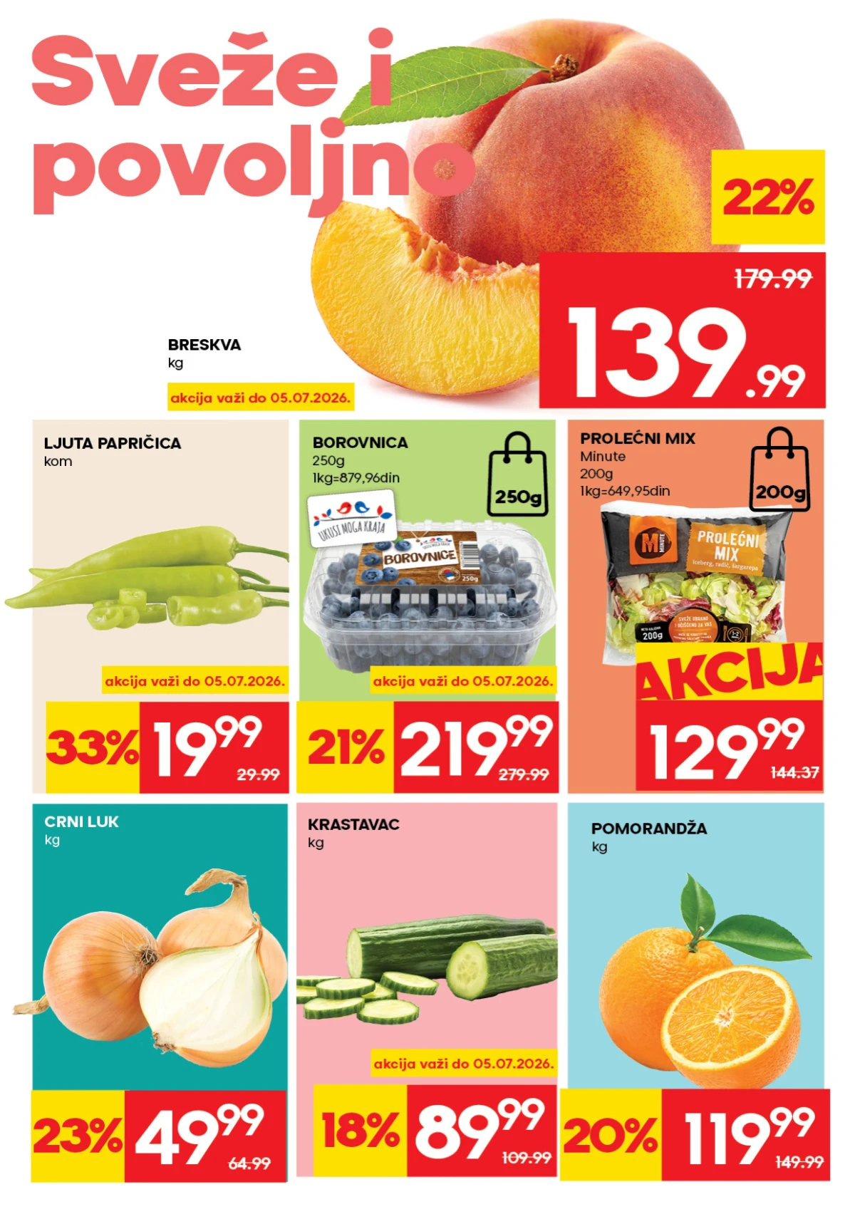 Roda katalog strana 2 – breskve, borovnice, krastavac, pomorandže i drugo sveže voće i povrće