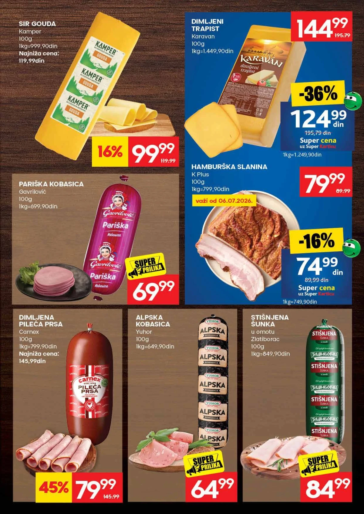 Roda katalog strana 7 – sirevi, trapist, kobasice i mesne prerađevine po sniženim cenama