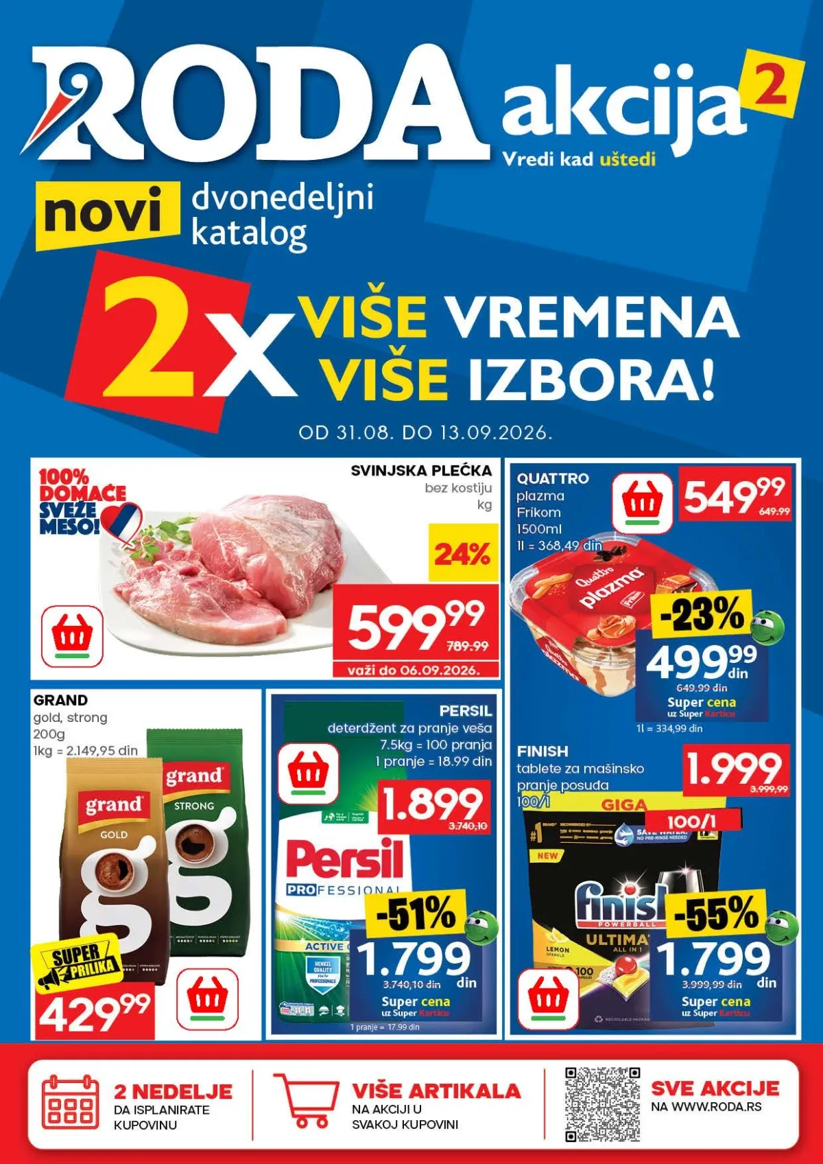 Roda katalog od 31.08. do 13.09.2026. donosi akcijske cene prehrane, pića, kućne hemije i školskog programa uz popuste do 61%