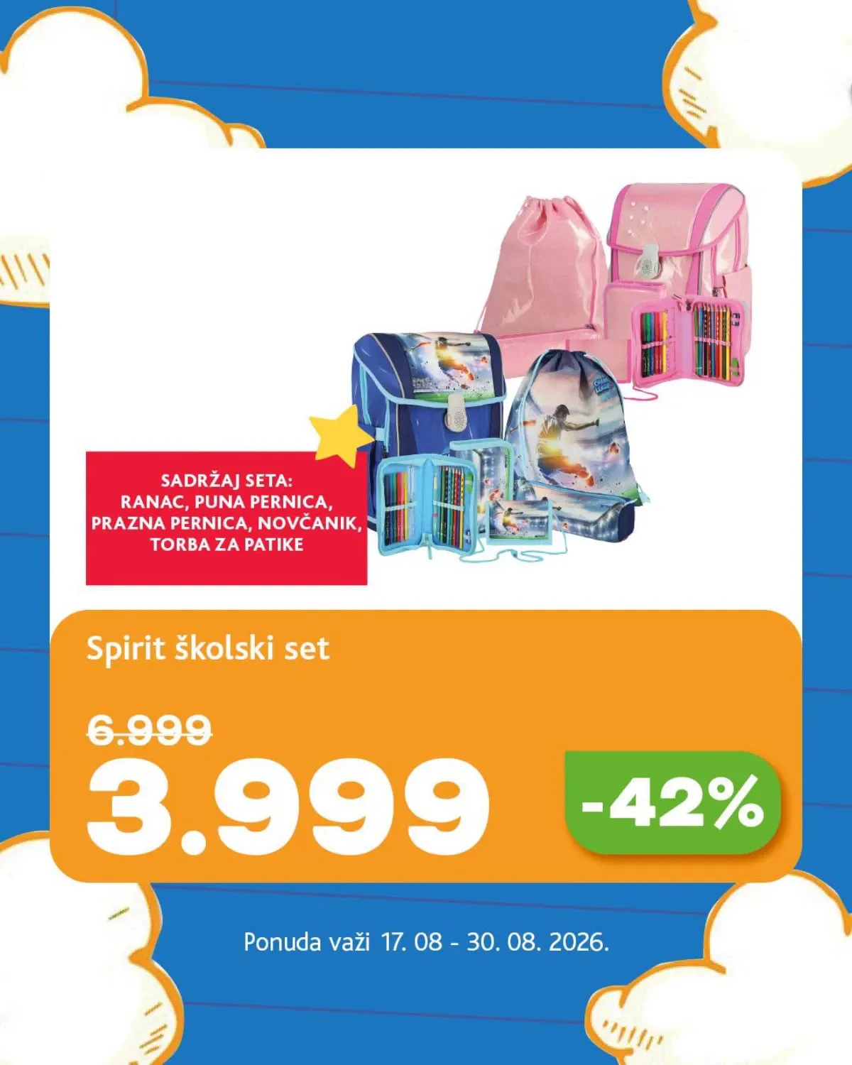 Roda akcija za školu do 30.08.2026. – Spirit školski set uz sniženje od 42%
