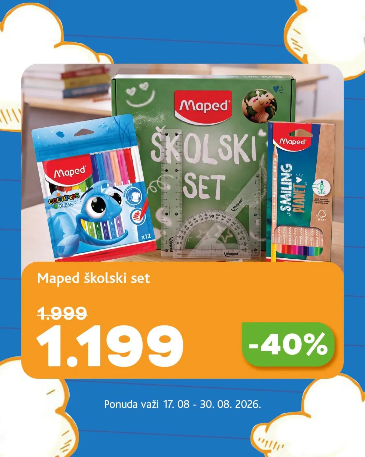 Roda akcija za školu do 30.08.2026. – Maped školski set uz sniženje od 40%