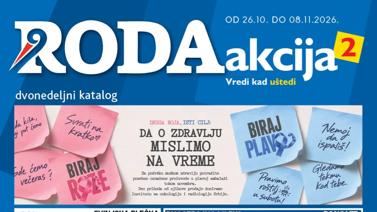 Roda dvonedeljni katalog od 26.10. do 08.11.2026. – popusti do 56% na voće, meso, mlečne proizvode i kućnu hemiju