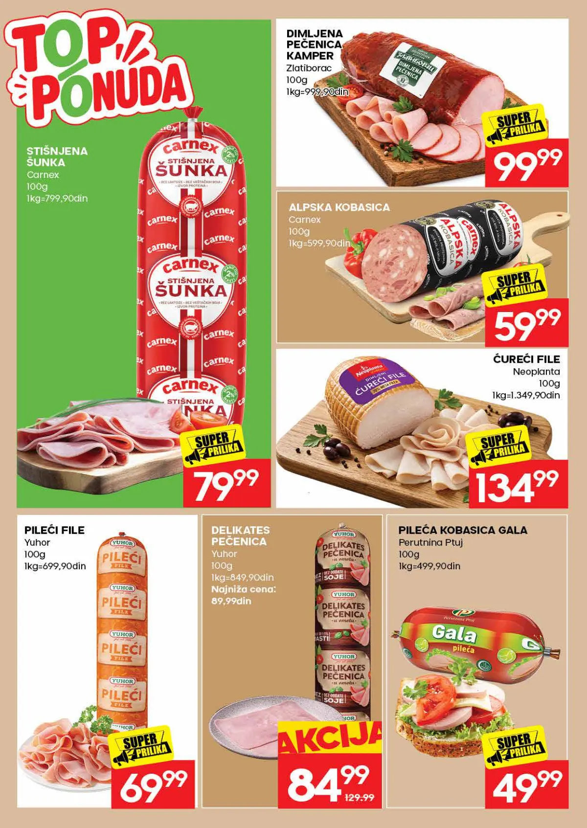 Roda katalog, strana 10 – Carnex stišnjena šunka 100 g; Kamper dimljena pečenica 100 g