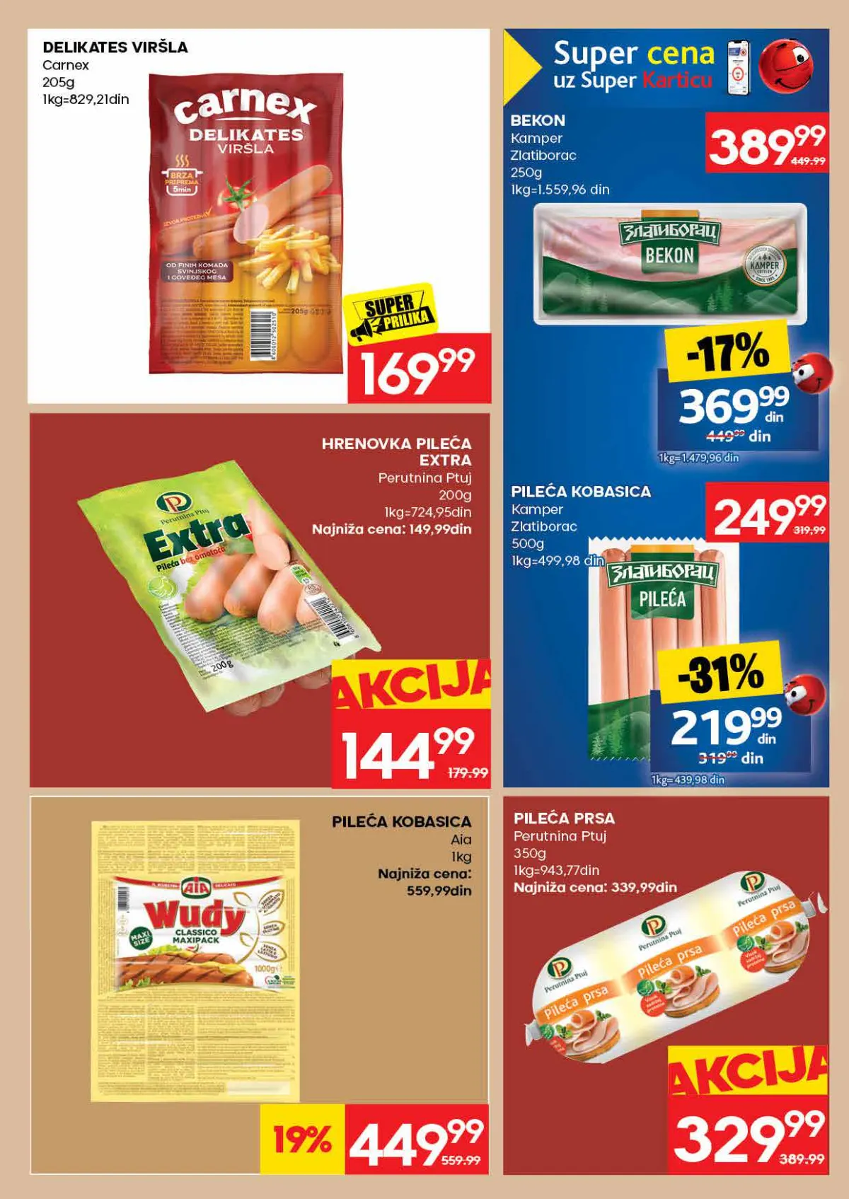 Roda katalog, strana 13 – Carnex Delikates viršla 205 g; Perutnina Ptuj pileća prsa 350 g