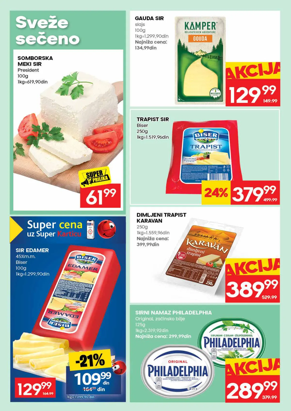 Roda katalog, strana 14 – K Plus Somborska meki sir 100 g; Biser trapist sir 250 g