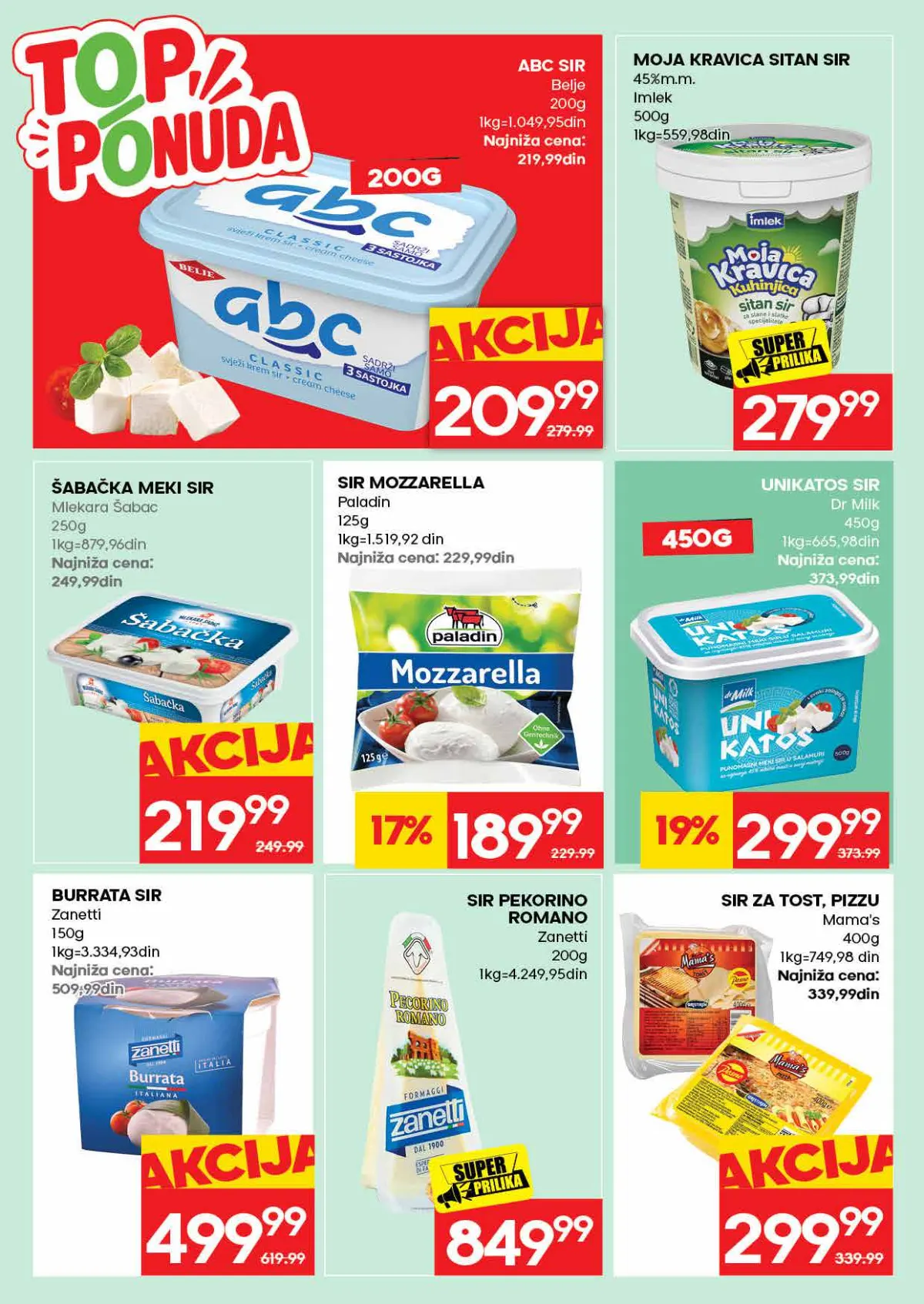 Roda katalog, strana 15 – ABC sir 200 g; Moja Kravica sitan sir 500 g