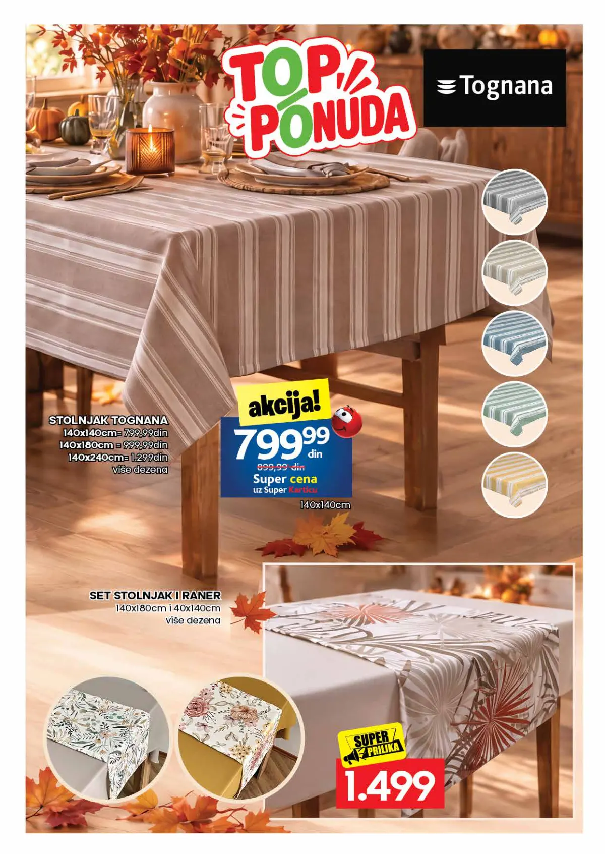 Roda katalog, strana 37 – Tognana stolnjak 140 × 140 cm; Set stolnjak i raner