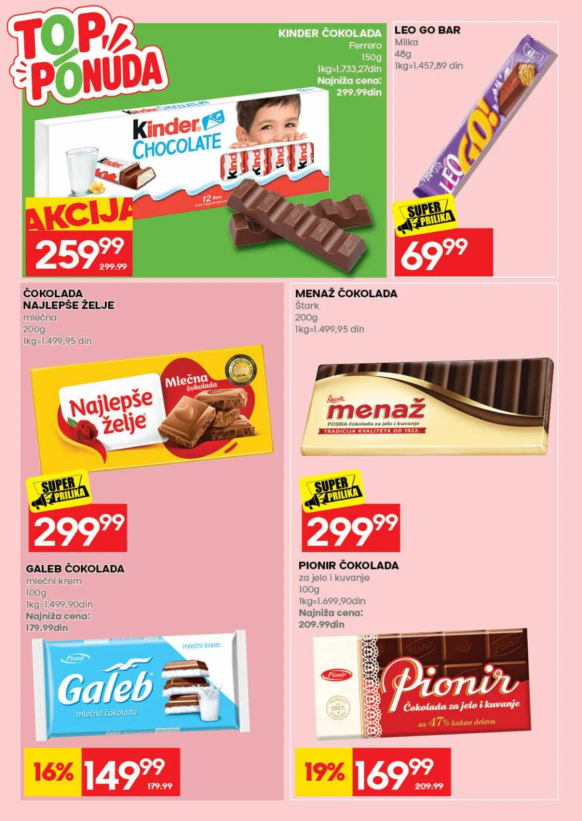 Roda katalog, strana 38 – Kinder čokolada; Galeb čokolada 100 g
