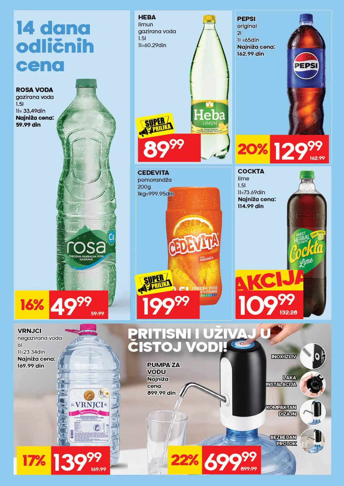 Roda katalog, strana 44 – Rosa gazirana voda 1,5 l; Pepsi 2 l