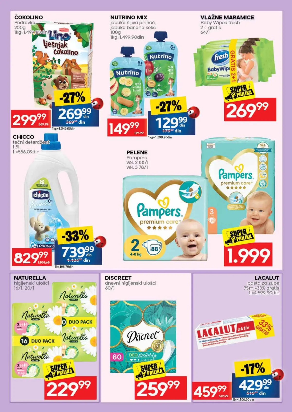 Roda katalog, strana 49 – Chicco tečni deterdžent; Pampers Premium Care pelene