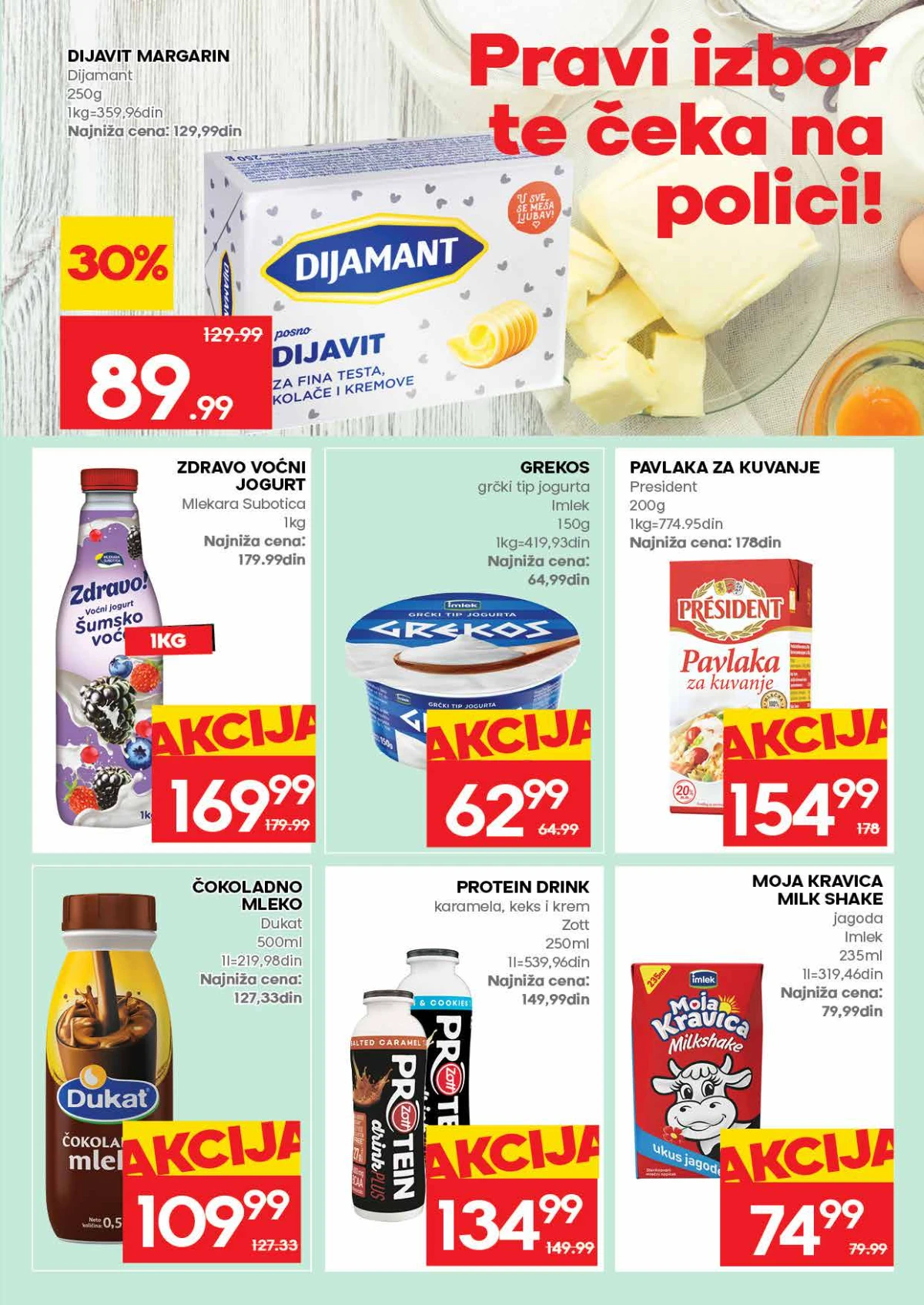 RODA katalog strana 11 – puter, margarin, feta sir, krem sir, pavlaka i drugi mlečni proizvodi na akciji.