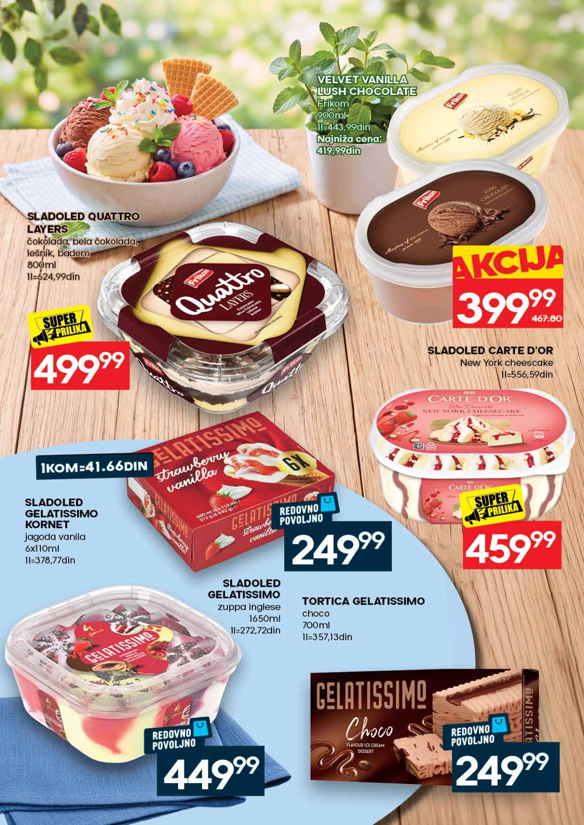RODA katalog strana 12 – Frikom sladoledi, smrznuto povrće, pomfrit i zamrznuti proizvodi na akciji.