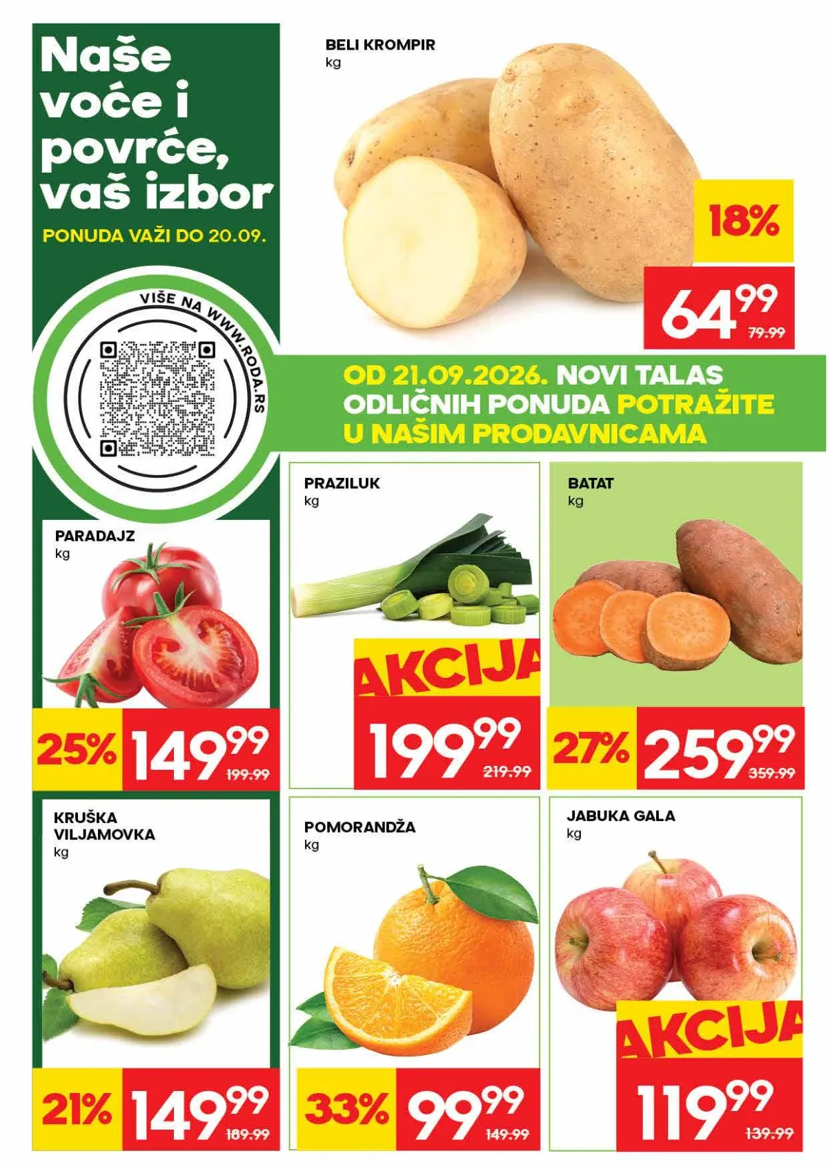 RODA katalog strana 2 – beli krompir i paradajz na akciji do 20.09.2026.