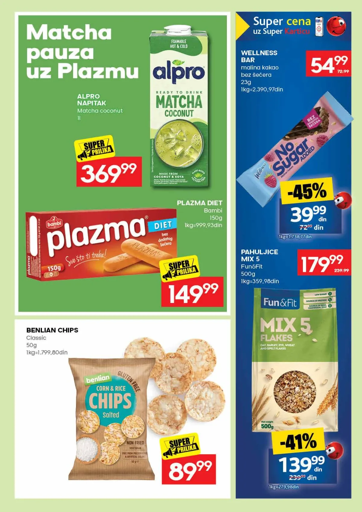 RODA katalog strana 29 – Alpro Matcha napitak i Plazma Diet keks na akciji