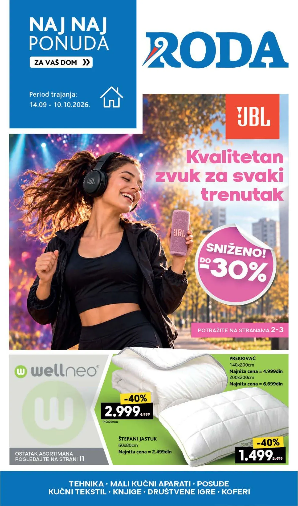 RODA NAJNAJ katalog od 14.09. do 10.10.2026. – tehnika, kućni aparati, posuđe, tekstil i koferi na akciji